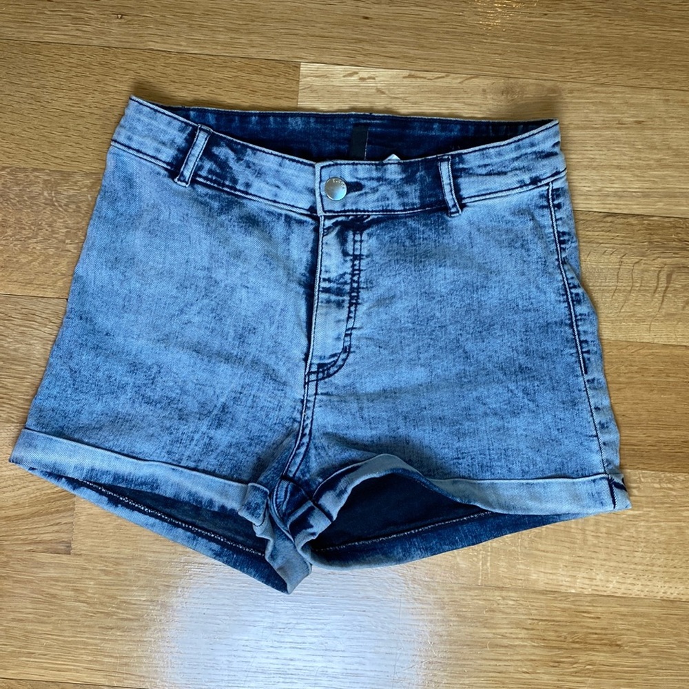 Acid wash high waist shorts